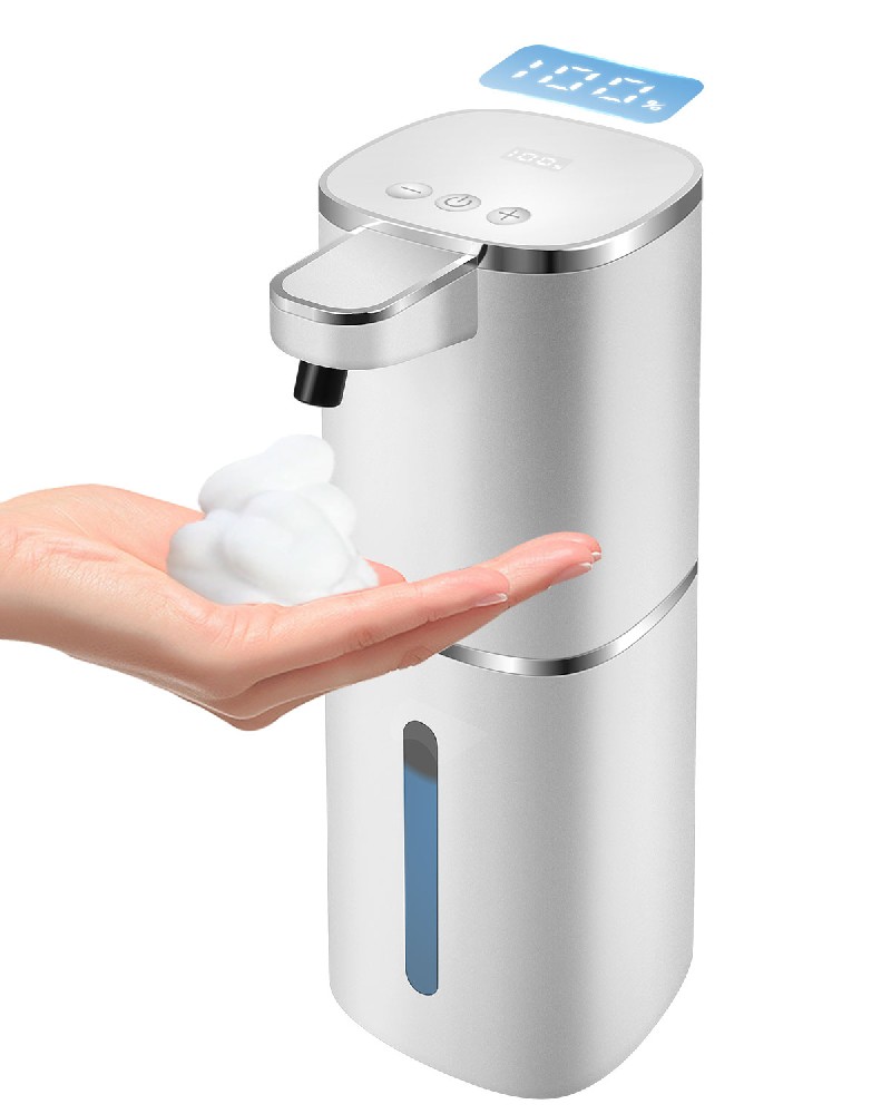 Automatic Foaming Soap Dispenser Touchless, Digital Display 9-Level Adjustable Smart Hand & Dish Soap Dispenser, USB Rechargeable, 13.5oz/400mL Wall Mounted for Bathroom Kitchen, Hotel, Restaurant