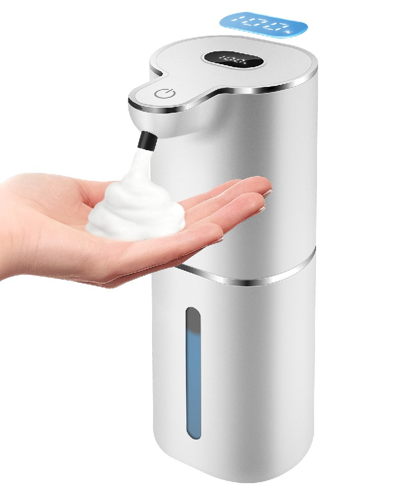 Automatic Foaming Soap Dispenser with Digital Display, 6-Level Foam Adjustable, Rechargeable, 12.8oz/ 380ml Wall Mounted Touchless Hands Free Auto Dispenser for Kitchen, Bathroom, Hotel, Restaurant